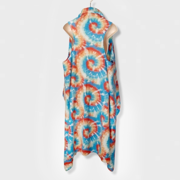 GROOVY GLAM Tie Dye Ankle Length Waterfall Vest - Picture 3 of 4